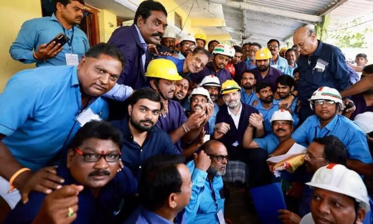 Rahul Gandhi speaks to workers of coal mines in Singare, expresses concern over privatisation